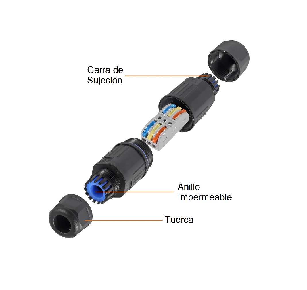 Conector de Cable Impermeable IP68 3 Vías para Exteriores X 2 Unid.3