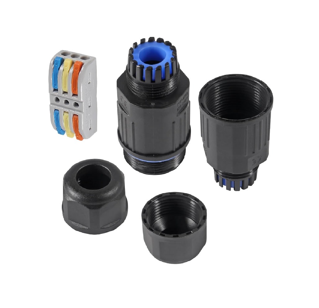 Conector de Cable Impermeable IP68 3 Vías para Exteriores X 2 Unid.2