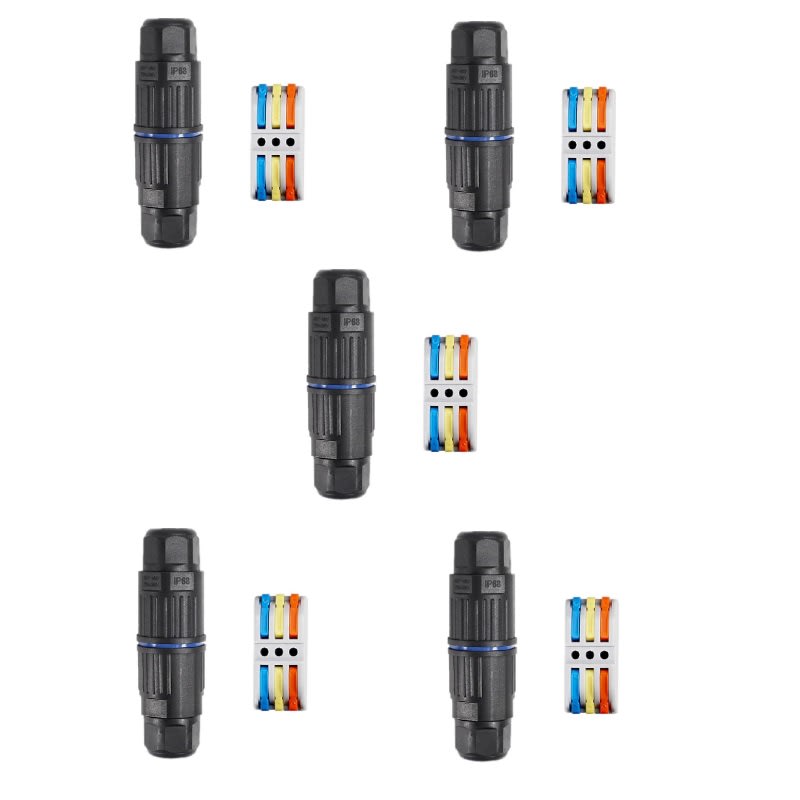 Conector de Cable Impermeable IP68 3 Vías para Exteriores X 5 Unid. 0