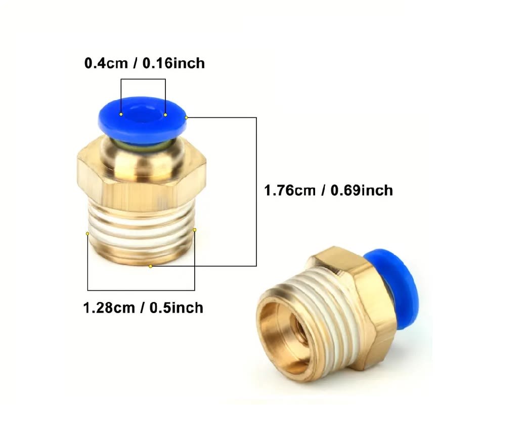 2 Conectores Fittings Manguera Aire 4mm a 1/2