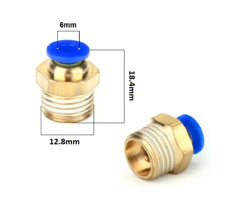 Conector Fittings Manguera Aire 6mm a 1/2