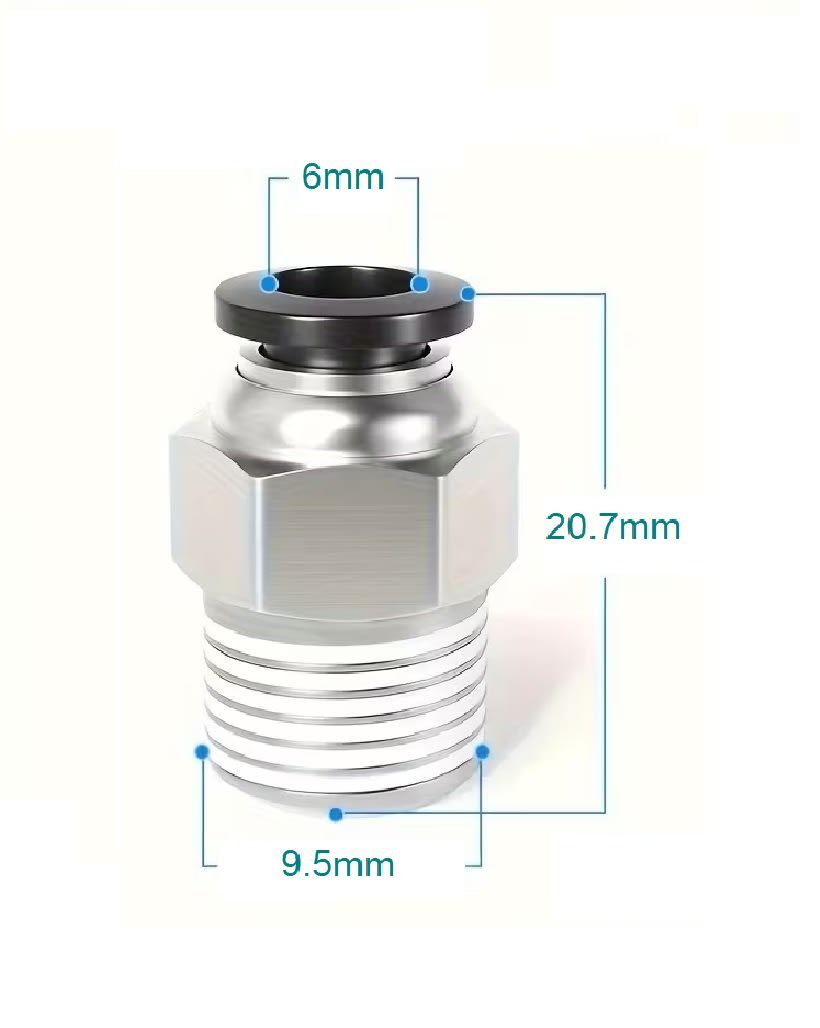 Conector Fittings Manguera Aire 6mm a 1/8