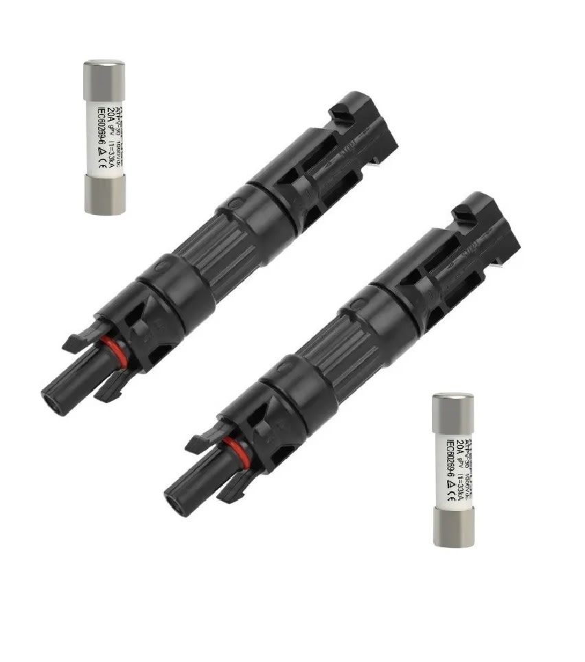 Conector MC4 Porta Fusible con Fusible 1000Vdc 20A Solar  x 2 Unid. 0