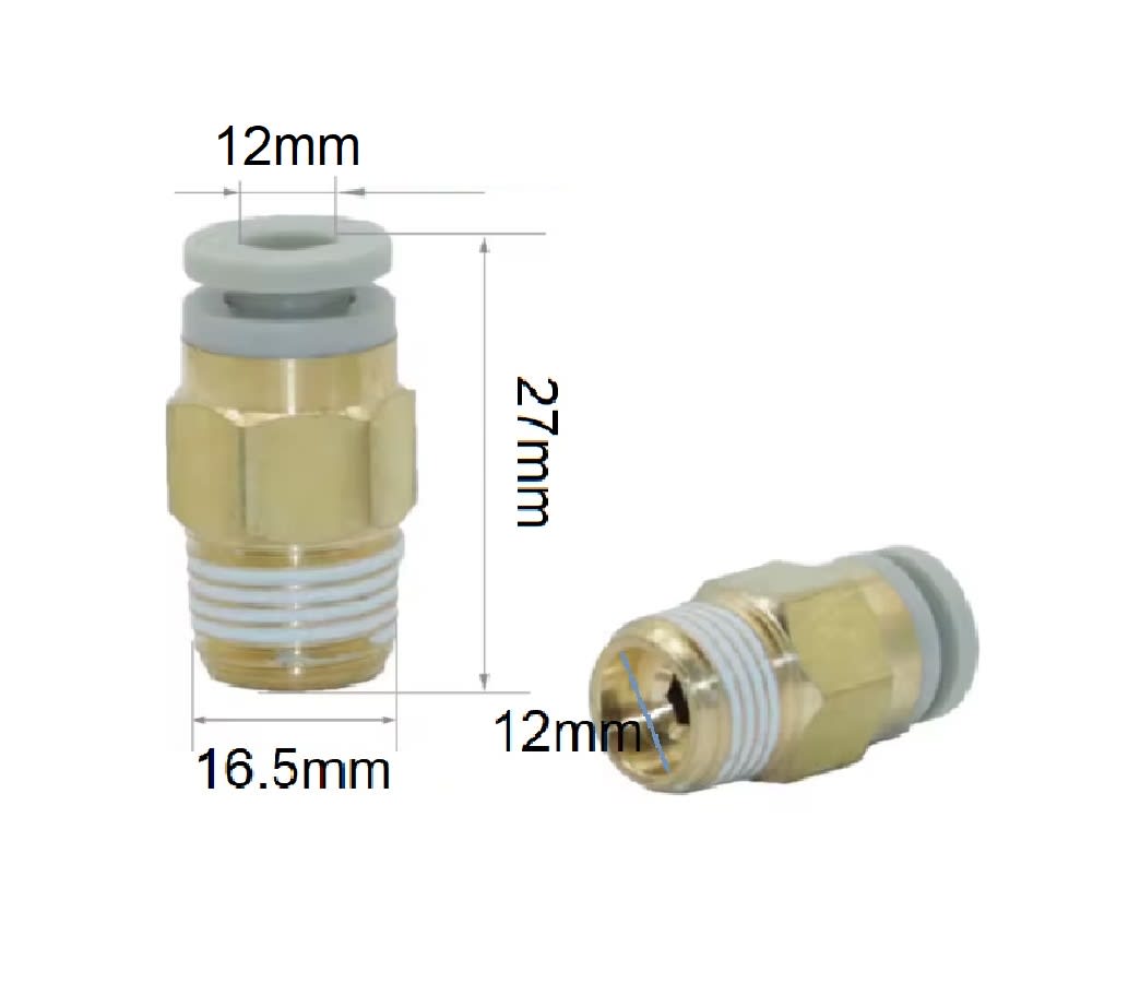 Conector Recto 12mm a 3/8