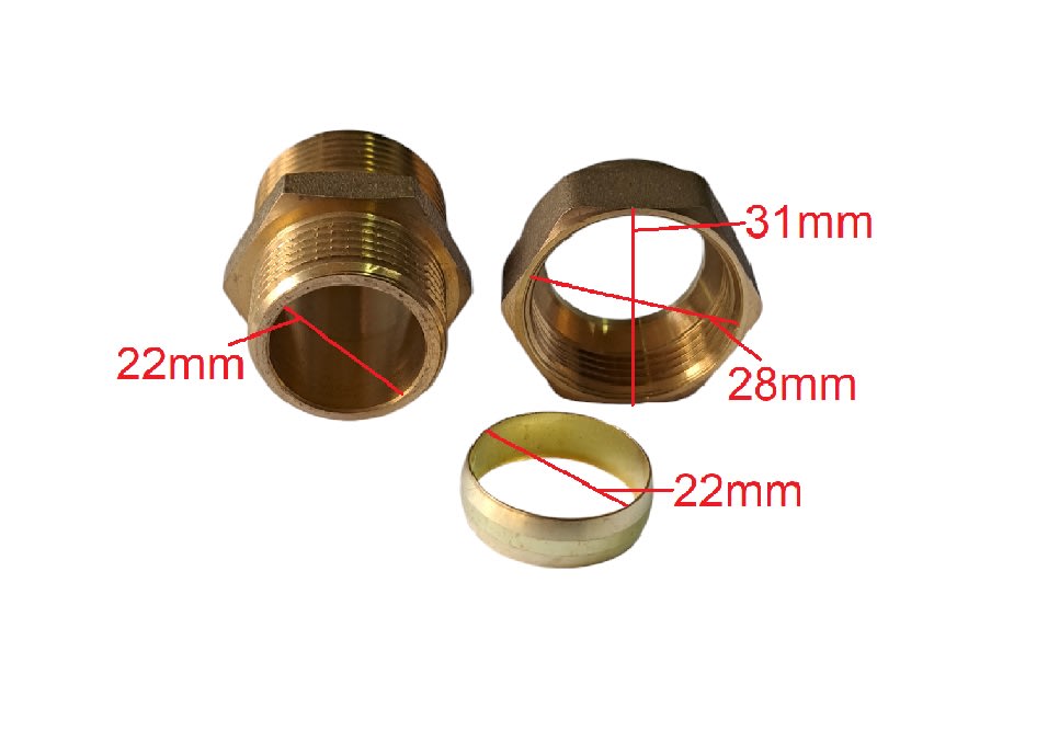 Conector Union De Compresión Con Anillo De Bronce 22mm3