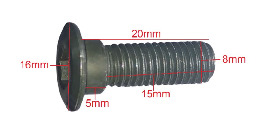 CUATRO PERNOS DE DISCO DE FRENO HEXAGONAL INTERNO CABEZA REDONDA PLANA M8X20MM PASO 1.253
