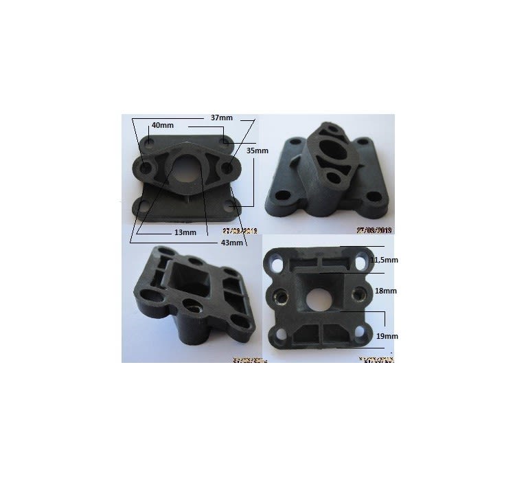 Insulador baquelita carburador 49cc 2T negro 0