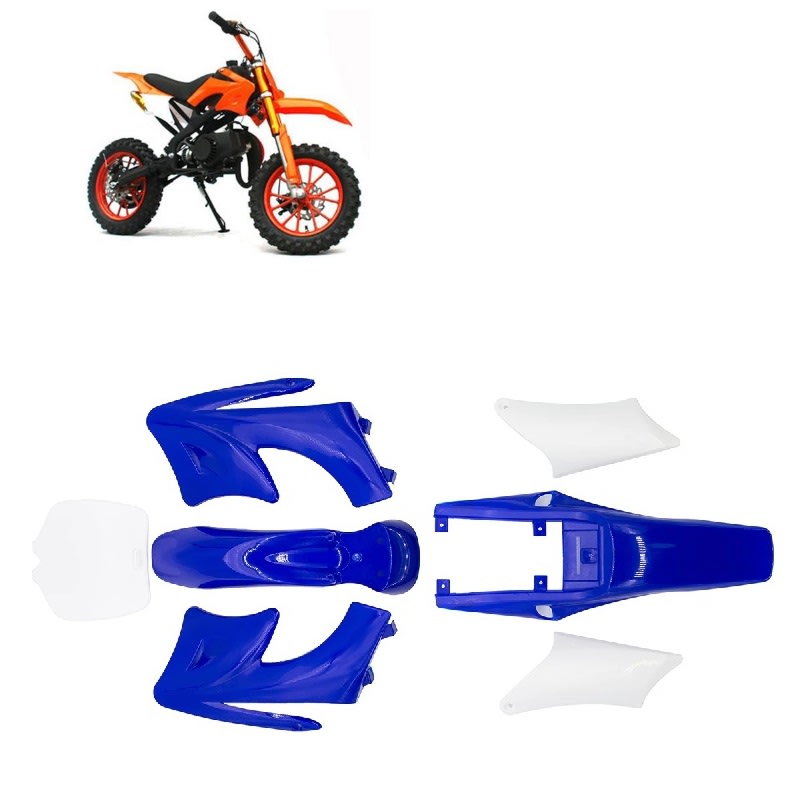 Carcasa Plástica Mini Moto Cross Dirt Bike 47-49cc 2T Azul-Blanco 4