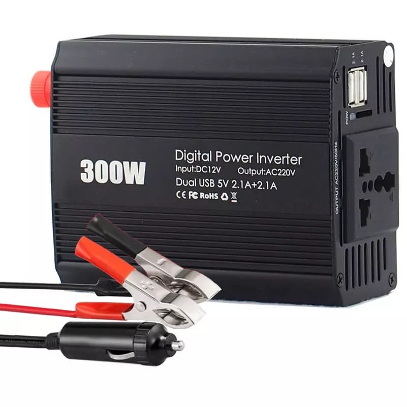 Inversor 300w corriente 12v a 220v digital dual USB 0