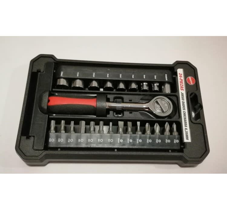 Juego Dados Chicharra 6,35mm 24 Piezas Herramientas 449g 2
