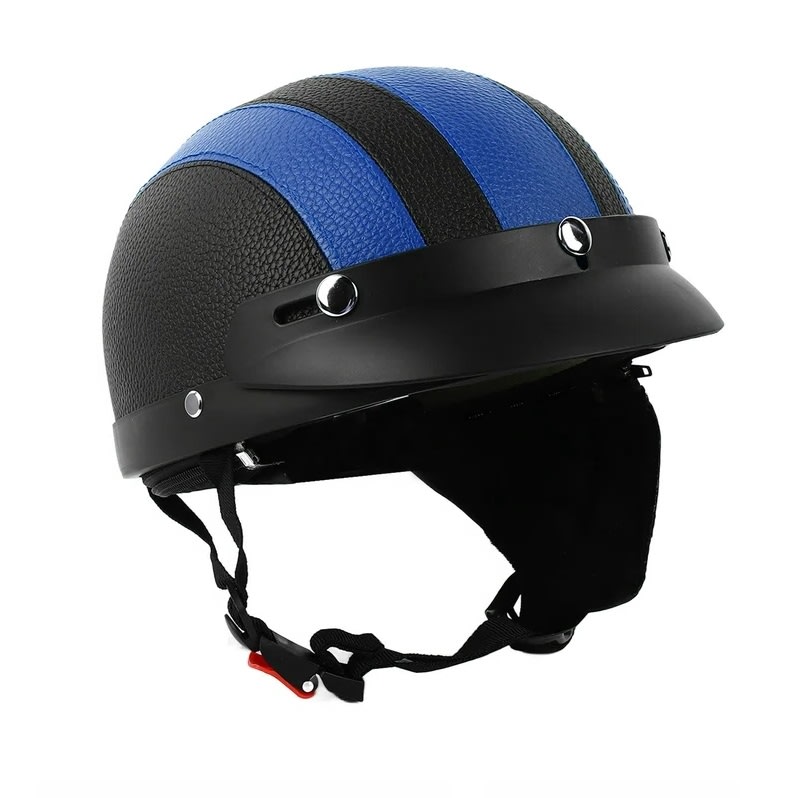Casco Urbano Moto 55-60cm Protector Oreja Negro/Azul 3