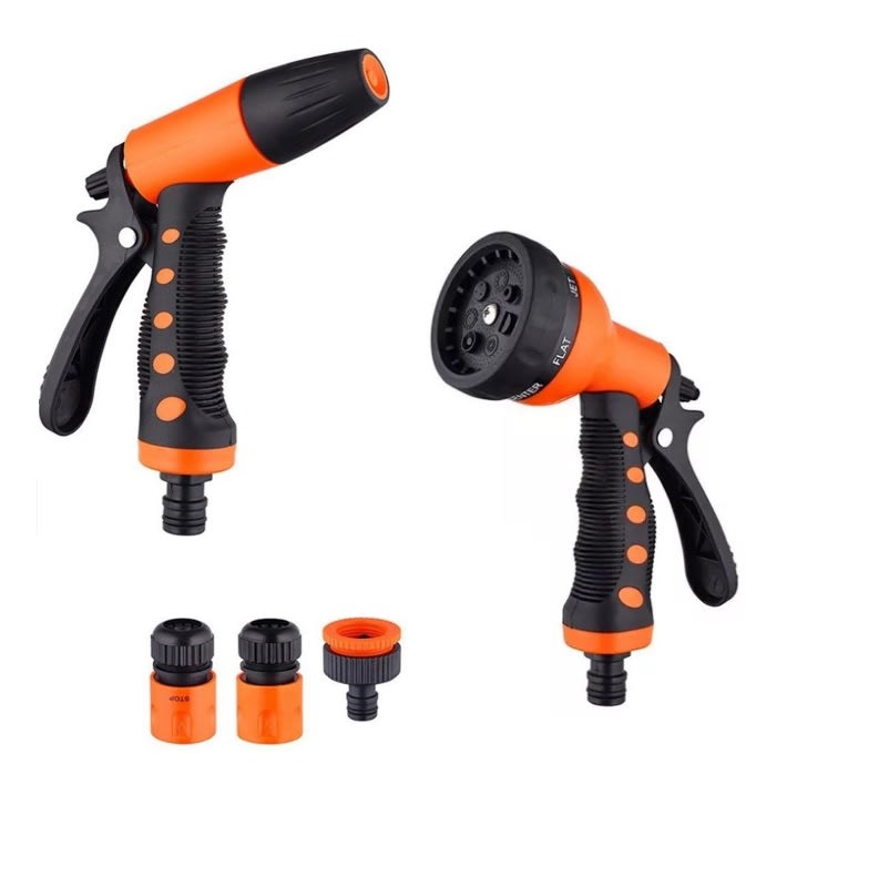 Set 2 Pistolas Riego Rociador de Agua + Conectores 8