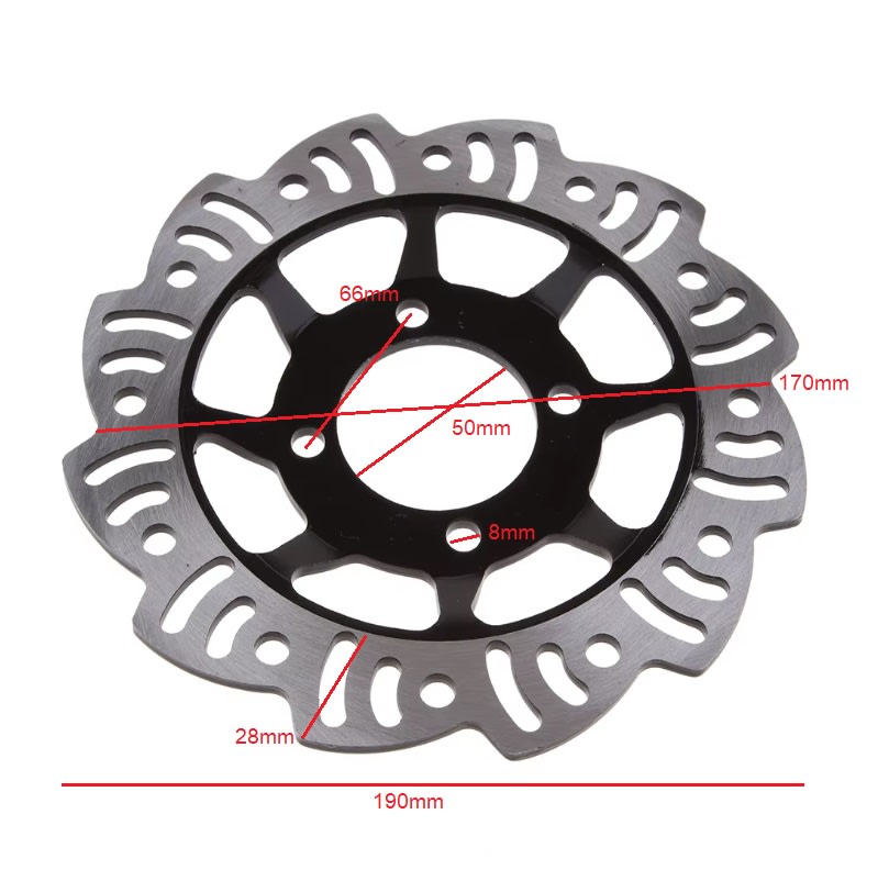 Disco freno 4P66-DI50mm-DE190mm-ESP3mm Curvo 9mm9