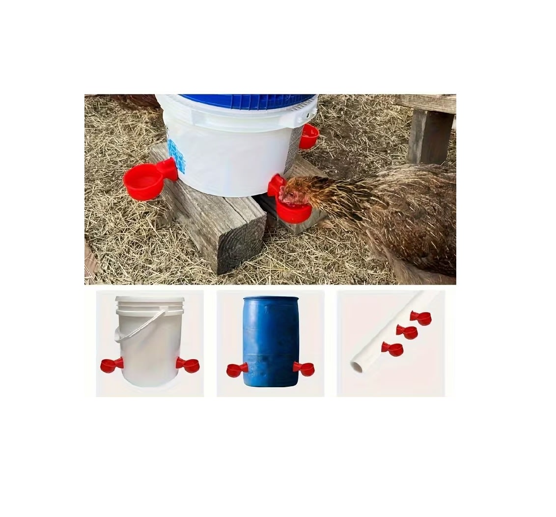 Dispensador Agua Automático de Plástico para Aves de Corral Rojo X 4 unid.7