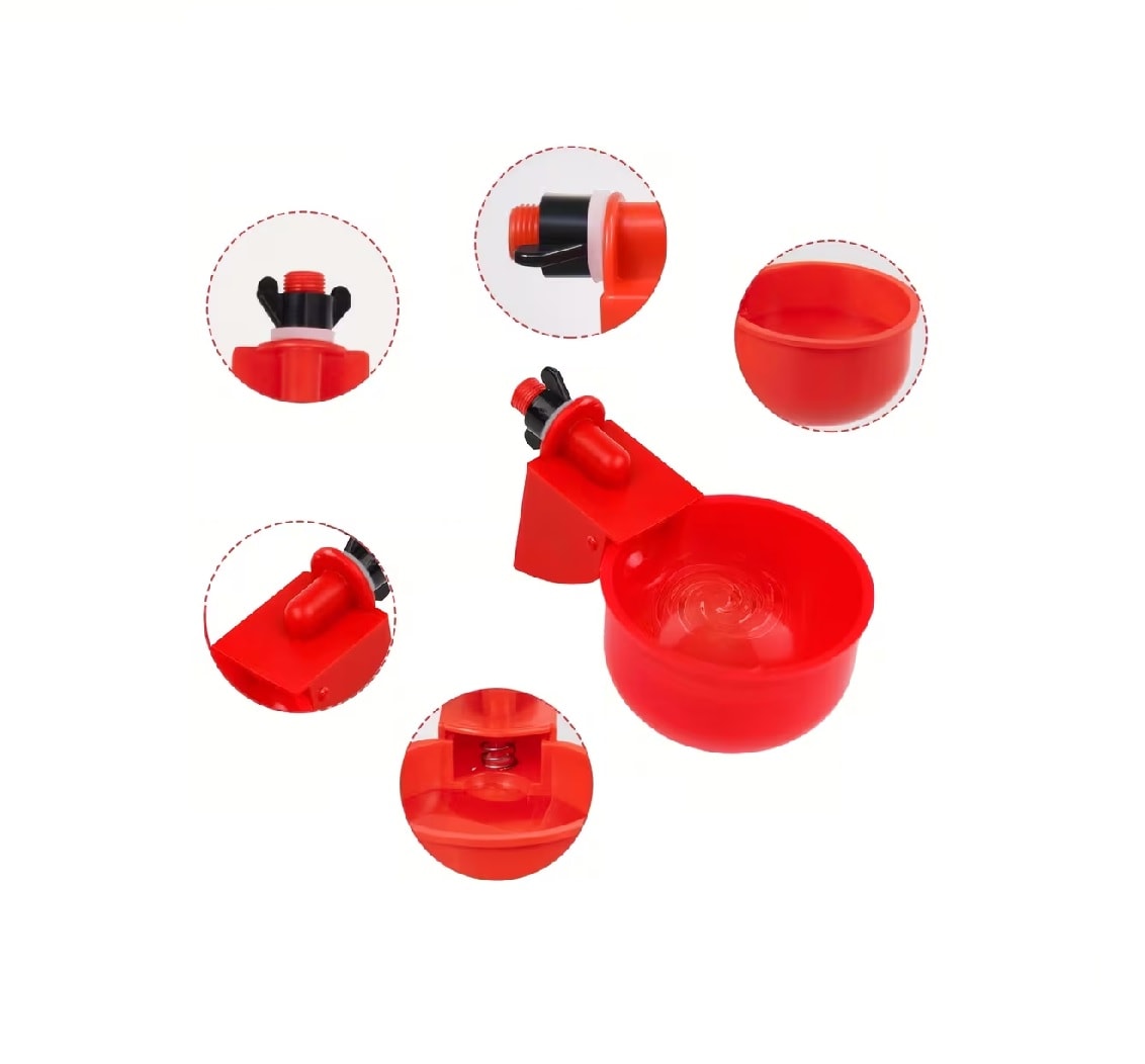 Dispensador Agua Automático de Plástico para Aves de Corral Rojo X 4 unid.3