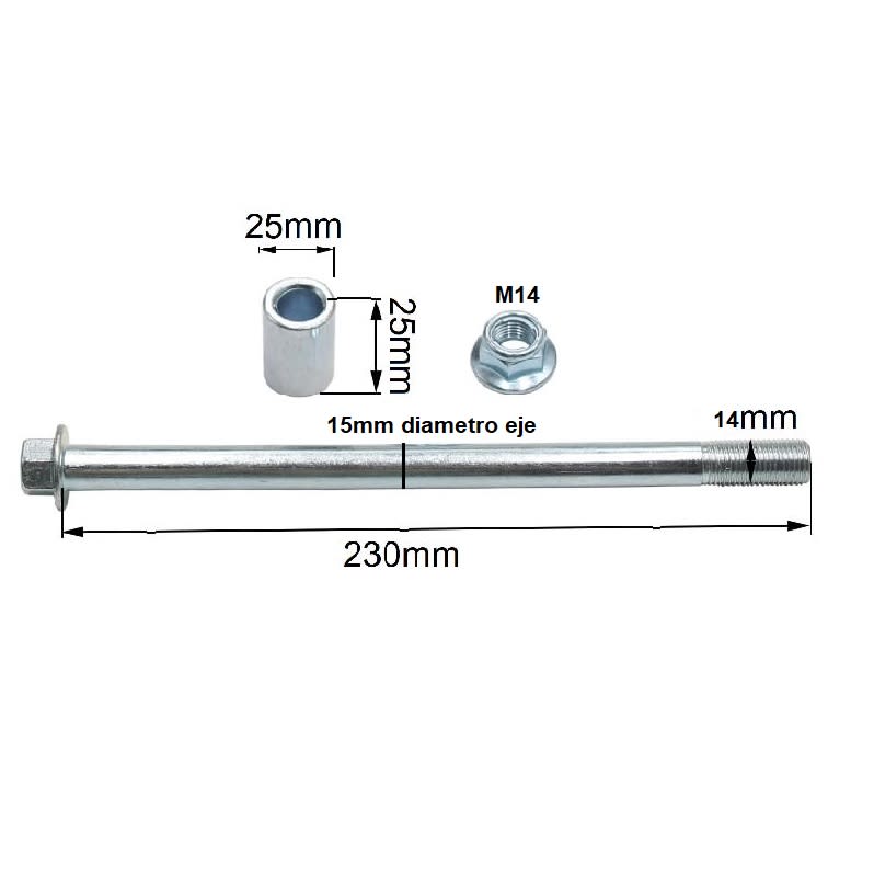 Perno Eje Trasero Pit Bike 15 x 230mm4