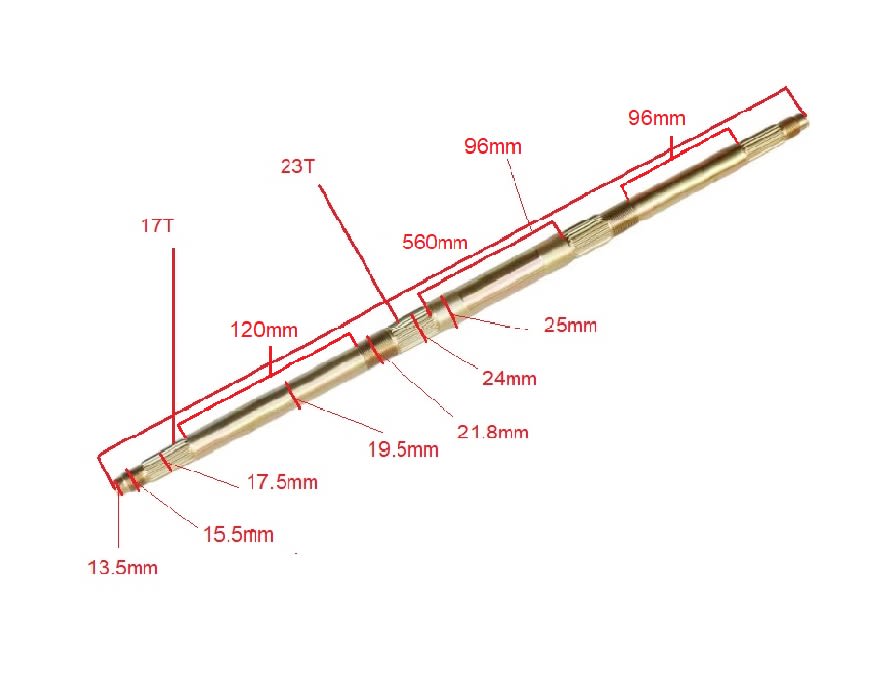 Eje Trasero 560mm ATV 110cc Distancia Centro 96mm4