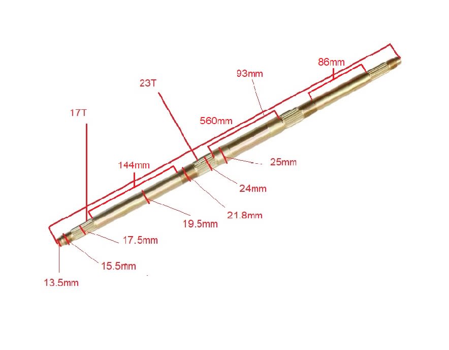 Eje Trasero 560mm ATV 110cc Distancia Centro 93mm1