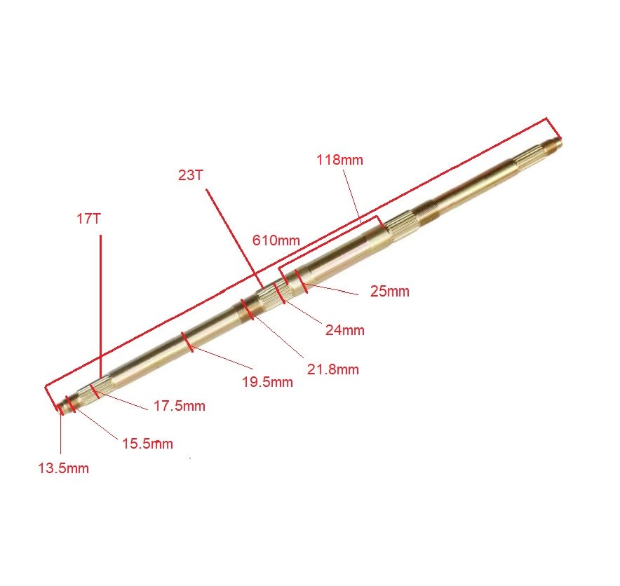 Eje Trasero 610mm ATV 110cc4