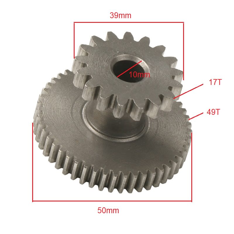 Engranaje Dual Motor Arranque GY6 17/49T4