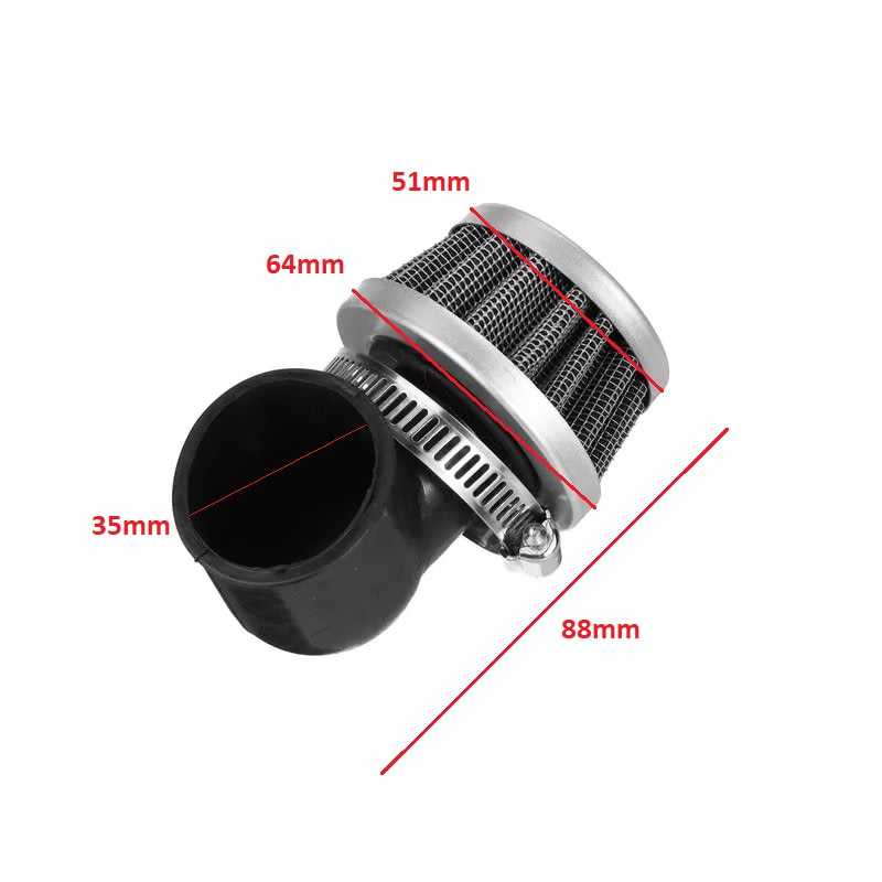 Filtro Aire 90° DI-35 Aluminio Plateado2