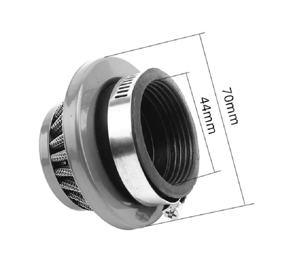 Filtro Aire DI-42mm Aluminio Plateado con Soporte3