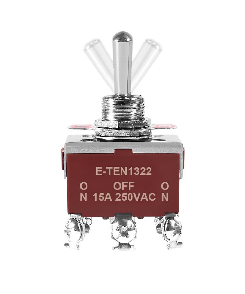 Interruptor Palanca On-Off-On 6P 15A 250Vac N E-TEN1322 0