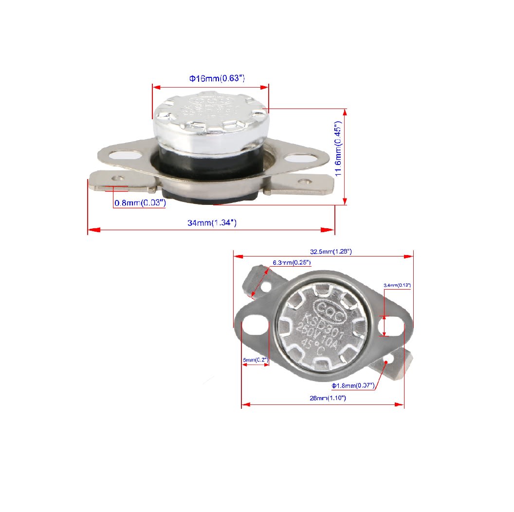 Interruptor Temperatura  KSD301 Termostato 10A 250V 45 C4
