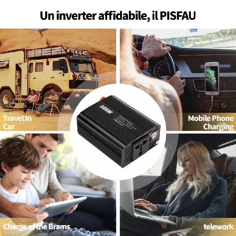 Inversor 300w corriente 12v a 220v digital dual USB2