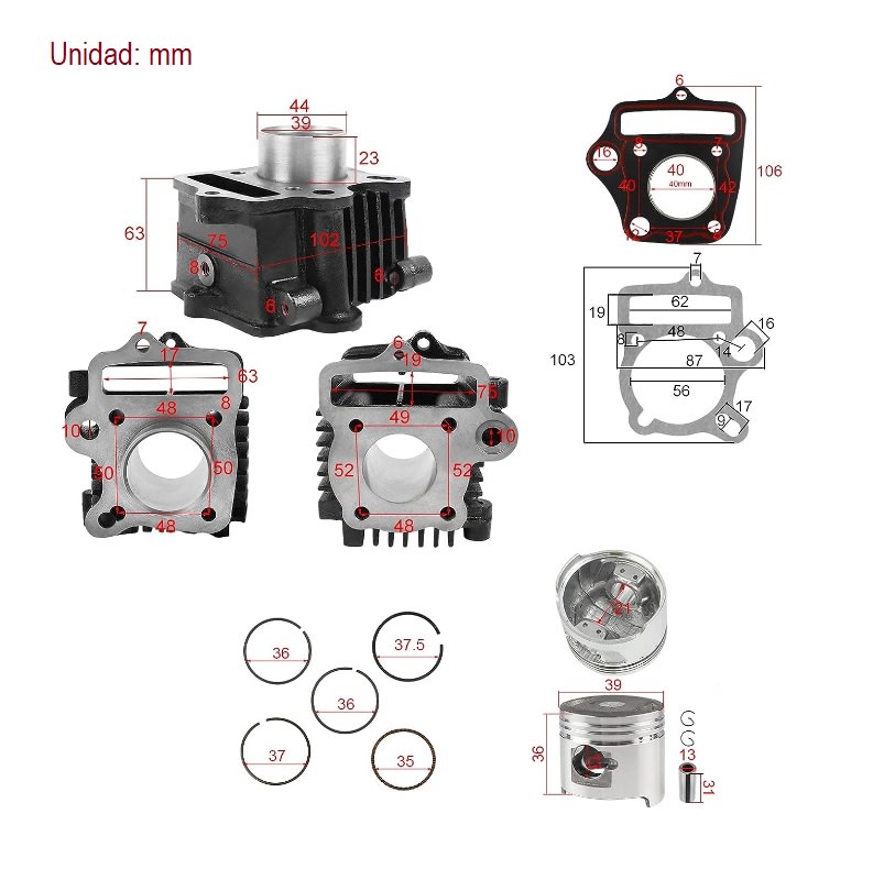 Kit Cilindro Motor 49cc 4T5