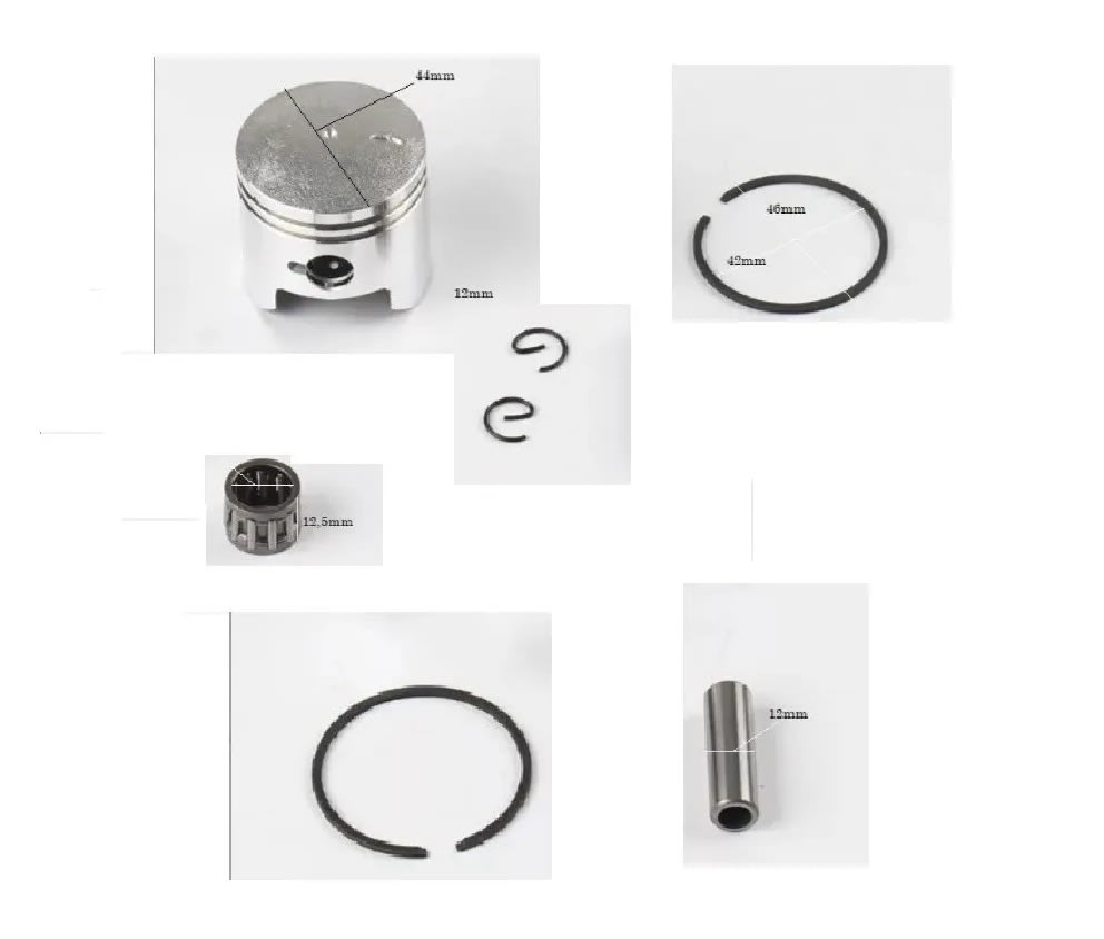 Kit Piston 44mm Motor 49cc 2T Anillos Buje Rodamiento Seguros 0