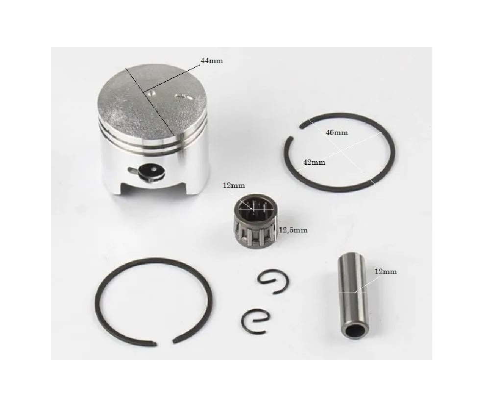 Kit Piston 44mm Motor 49cc 2T Anillos Buje Rodamiento Seguros2