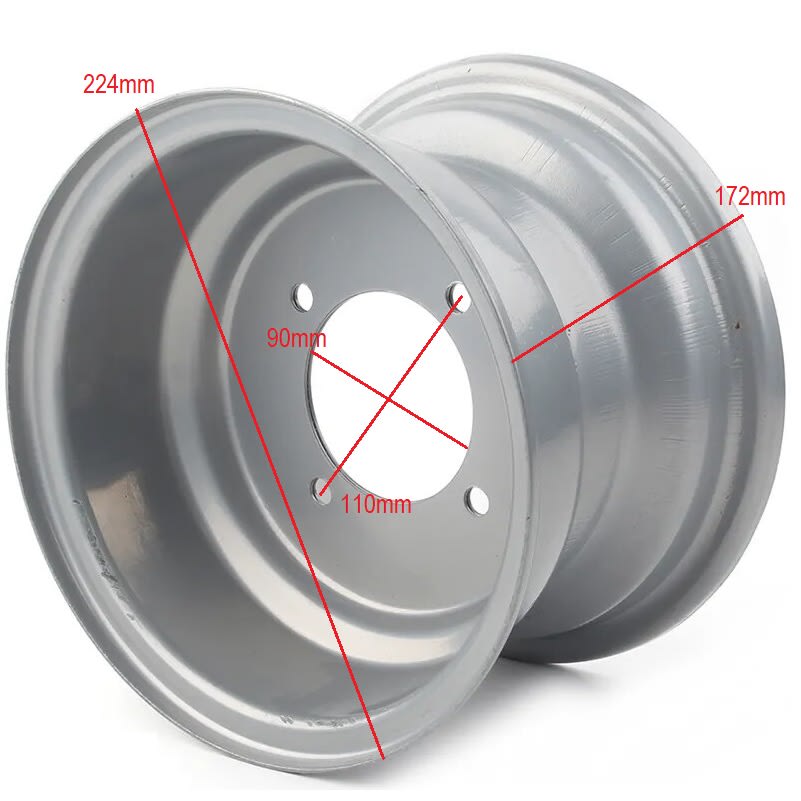 Llanta 08D 4P110 DI-90 172AN x 224AL Gris Trasera1