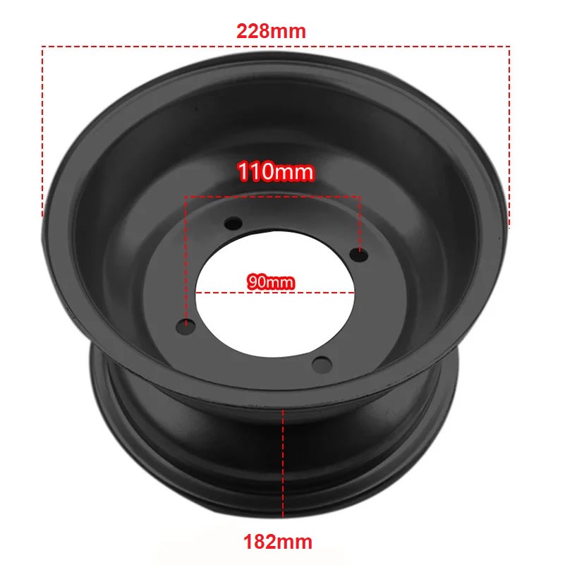 Llanta 08D 4P110 DI-90 182AN x 228AL Negro Trasera5