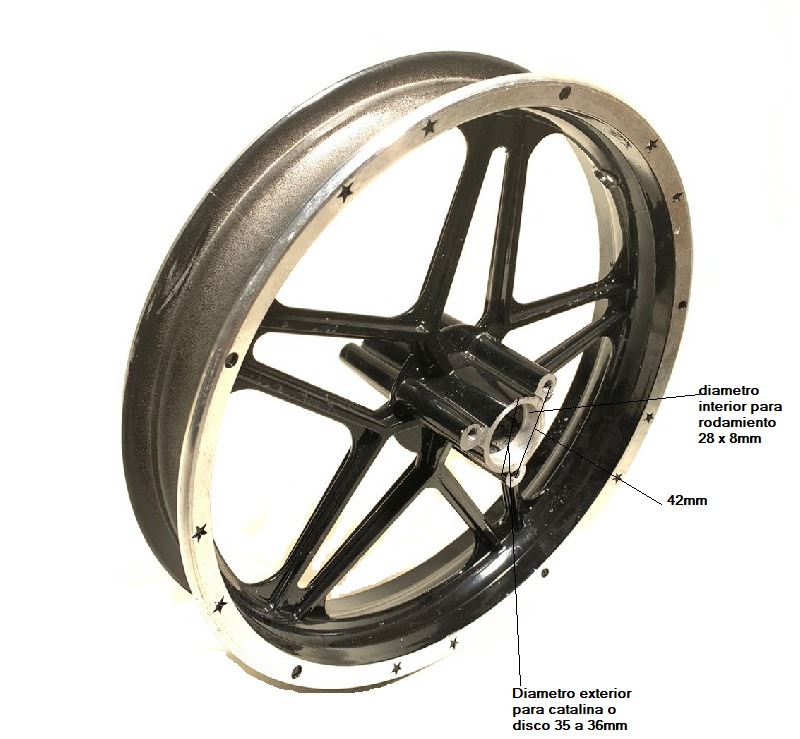 Llanta 10D 2.50-10 Aluminio Mini Moto Cross 49cc Trasera Negro1