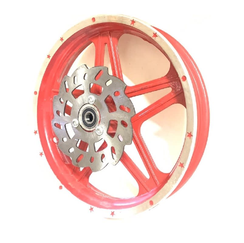 Llanta 10D 2.50-10 Alumio con Disco Freno Mini Moto Cross 49cc Rojo Delantera2