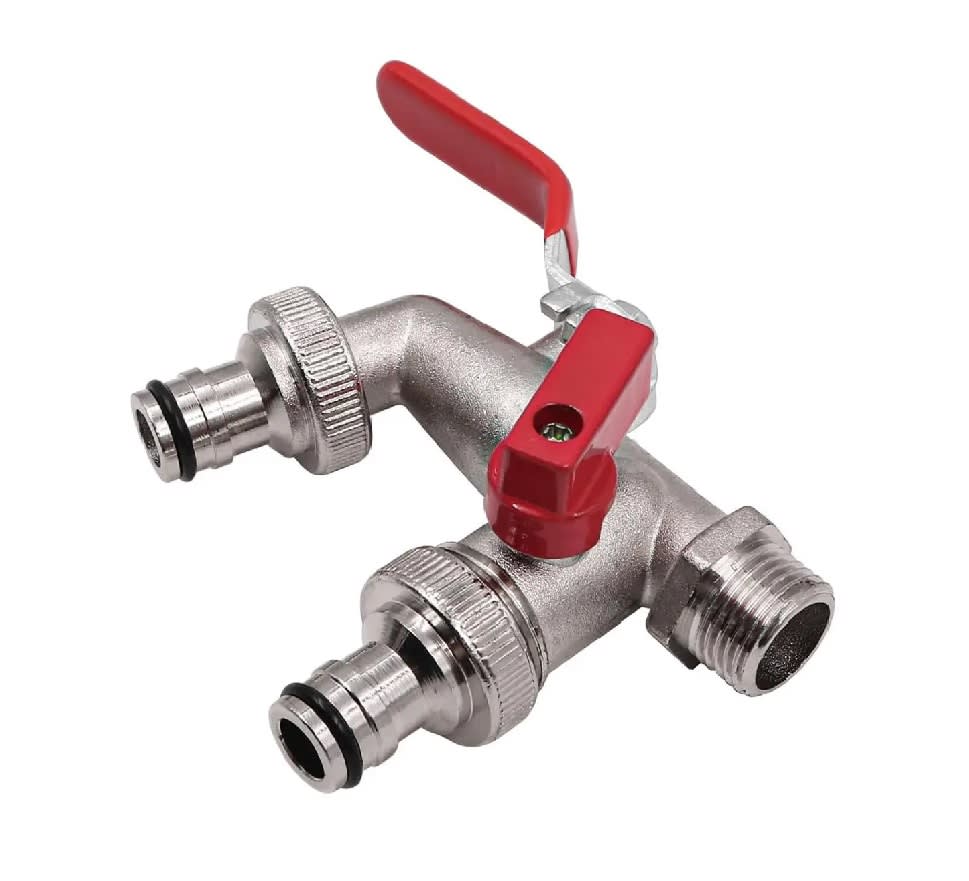 Llave de paso Jardín C/Doble Salida 1/2 Grifo De Válvula2