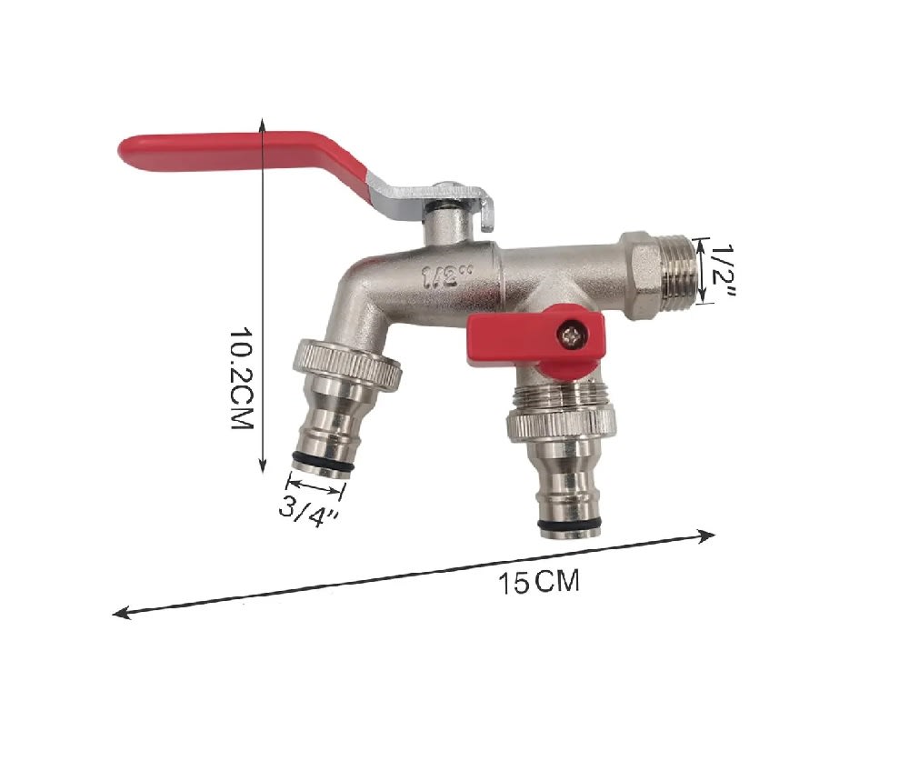 Llave Jardín con Doble Salida 1/2 Grifo De Válvula8