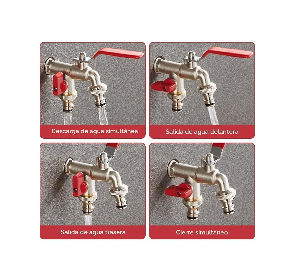 Llave Jardín con Doble Salida 1/2 Grifo De Válvula9