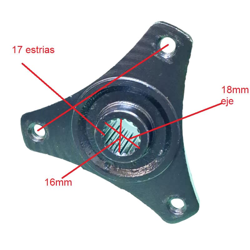 Maza 3P78mm Eje DI-16-18mm 17T Triángulo Negro4