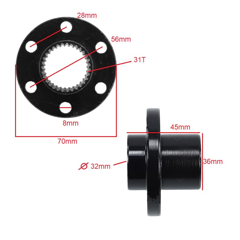 Maza 6P56mm Eje DI-32mm 31T Dorado4