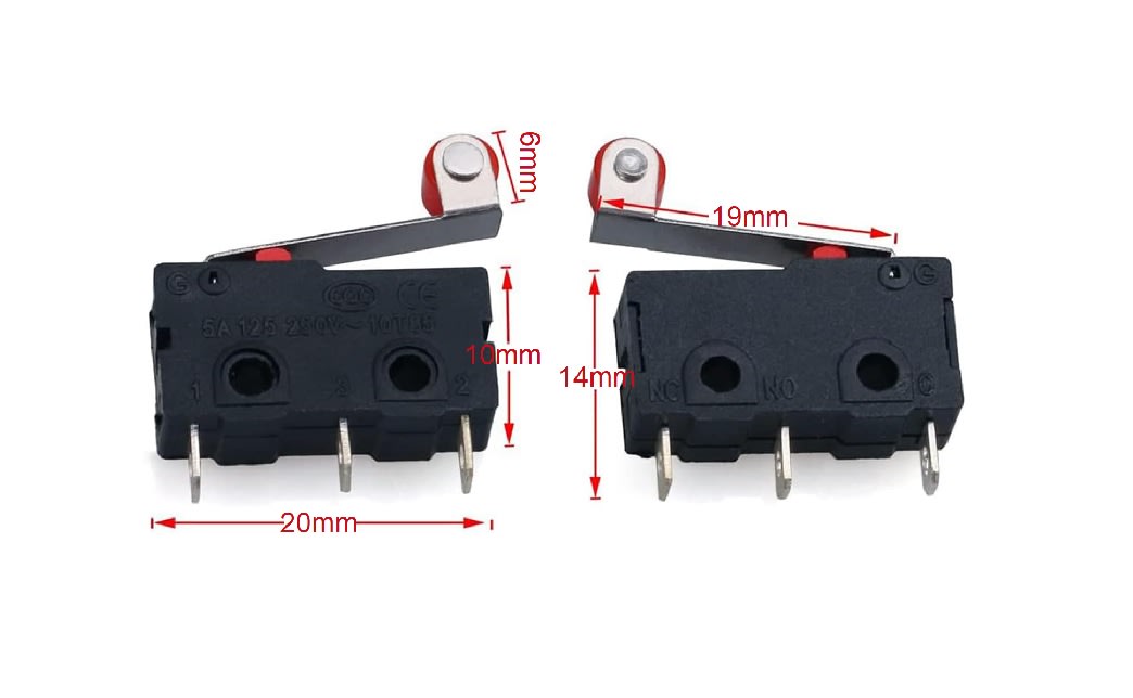 Micro Interruptor Limitador KW12-3 c/Palanca Rodillo Brazo x 2 Unid.7