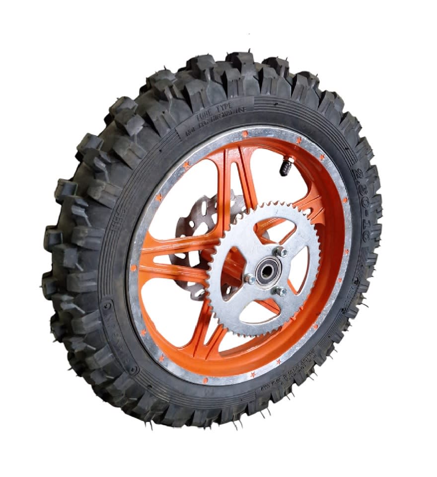 Neumático 10D 2.50-10 con Llanta – Cámara – Disco – Catalina – Buje Trasera Naranja4