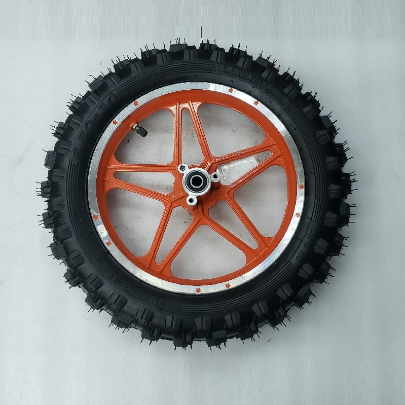 Neumático 10D 2.50-10 c/llanta Aluminio Naranjo Mini Moto Cross 49cc1