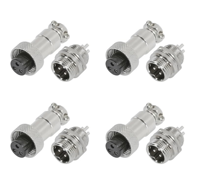 4 Pack Conector Aviación Gx-12 3p Macho/Hembra 0
