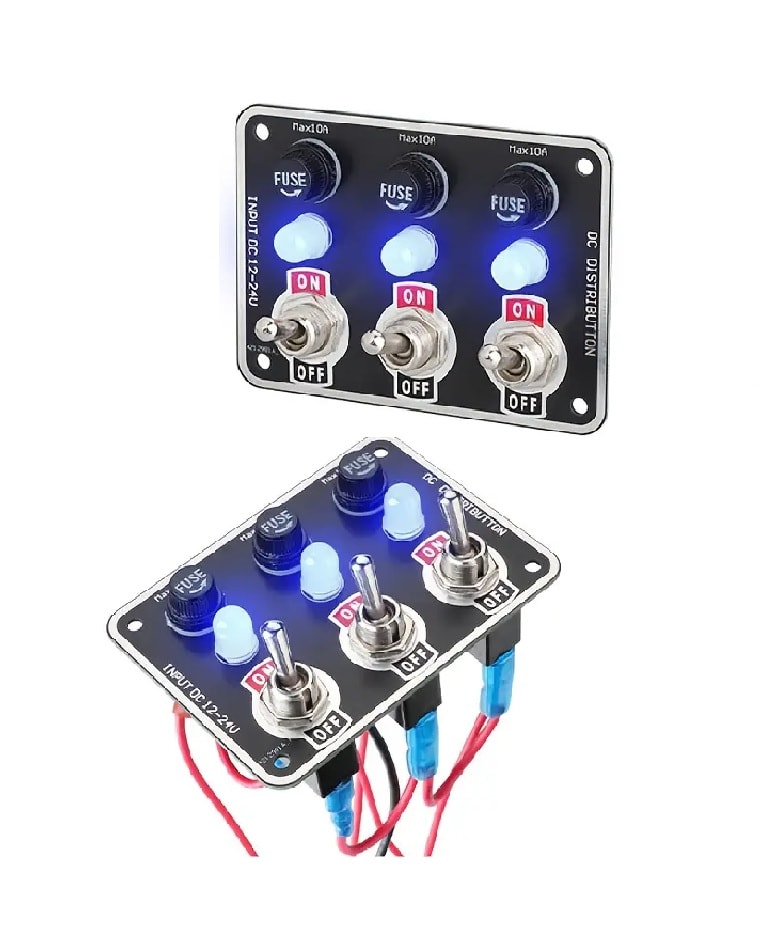Panel de Interruptores Indicador LED y Portafusibles 3 Bandas2