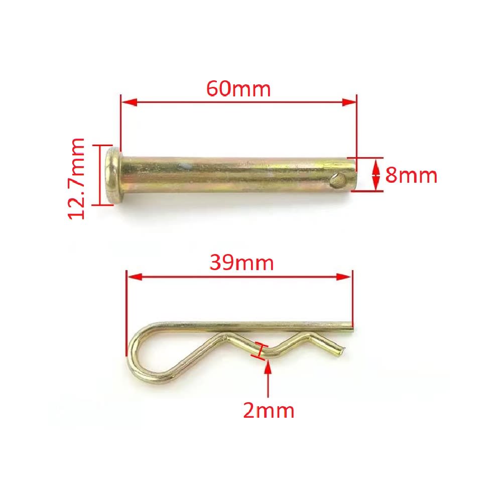 Pasador para Enganche Tipo Horquilla 8mm c/Pasador Chaveta Tipo R3
