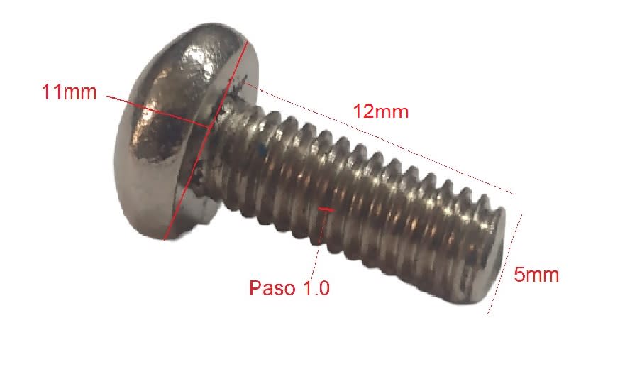 Perno Parker M5x12mm Paso 1.0 Cabeza Botón Cromado3