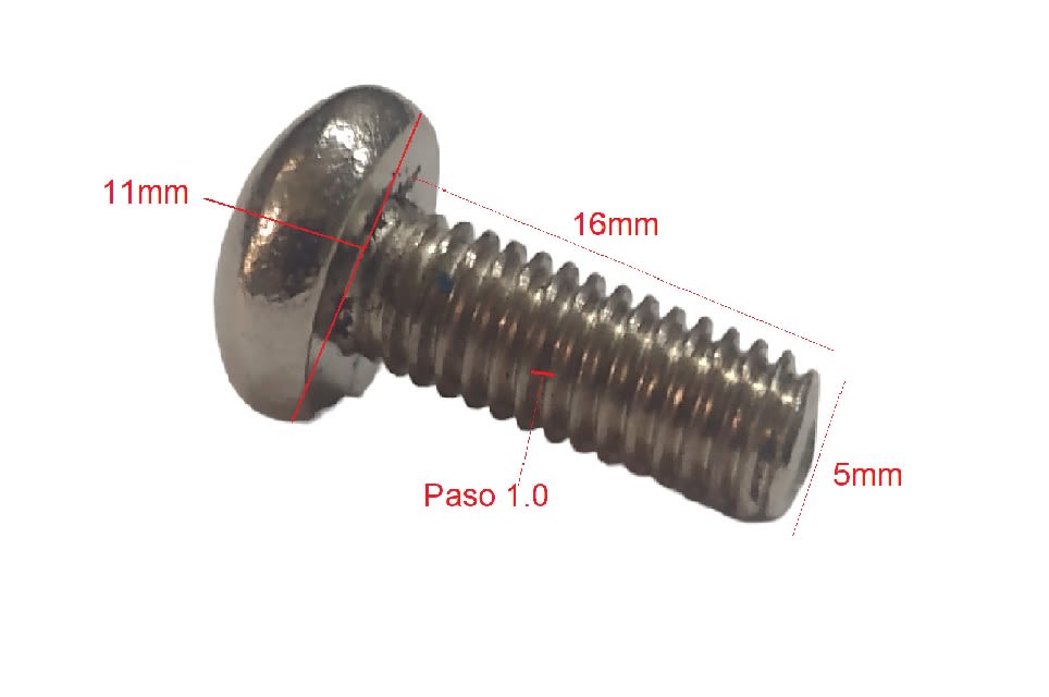 Perno Parker M5x16mm Cabeza Botón Cromado Paso 1.03