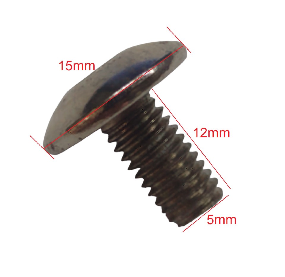 Perno Parker M5x12mm Paso1.0 Cromado Cabeza Sombrero Redonda Plana2